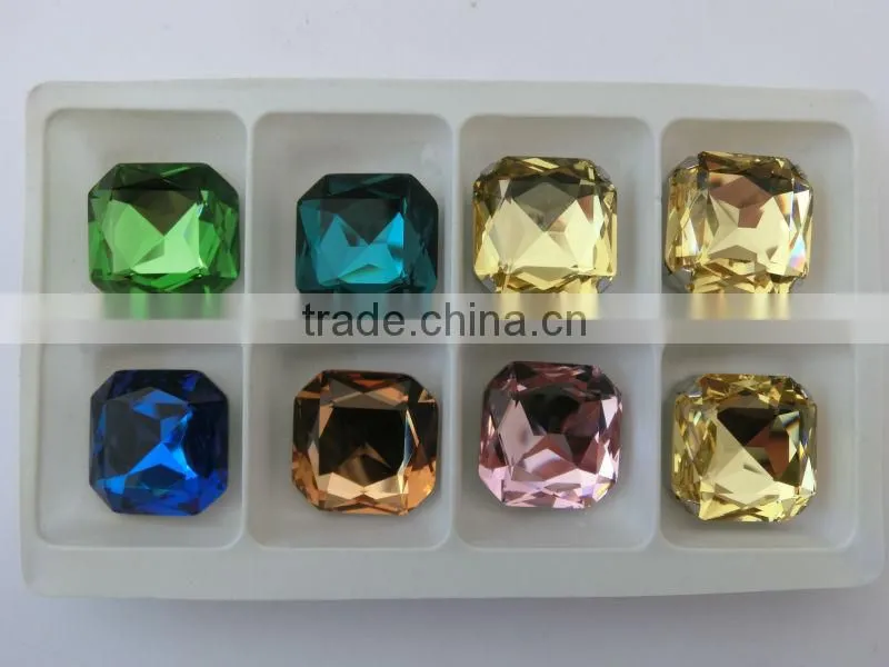 High refraction sew on point back K9 loose crystal square stone for garment