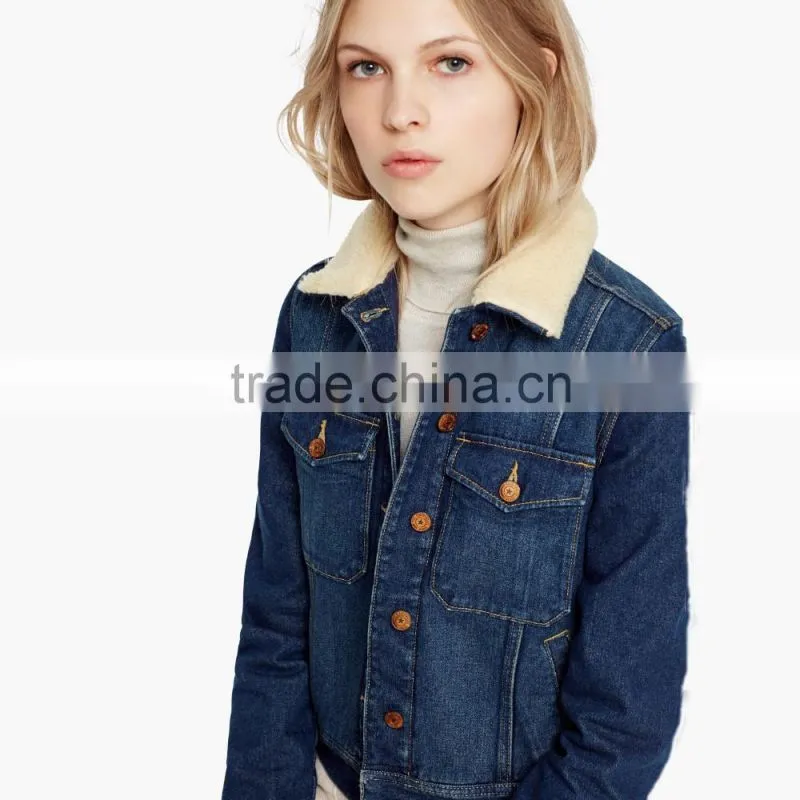 High quality girls denim winter jacket women customize your own overcoat