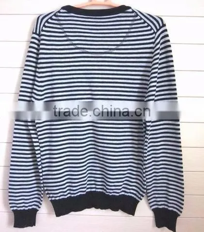 thin stripes black and white classic cardigan men's button up sweater