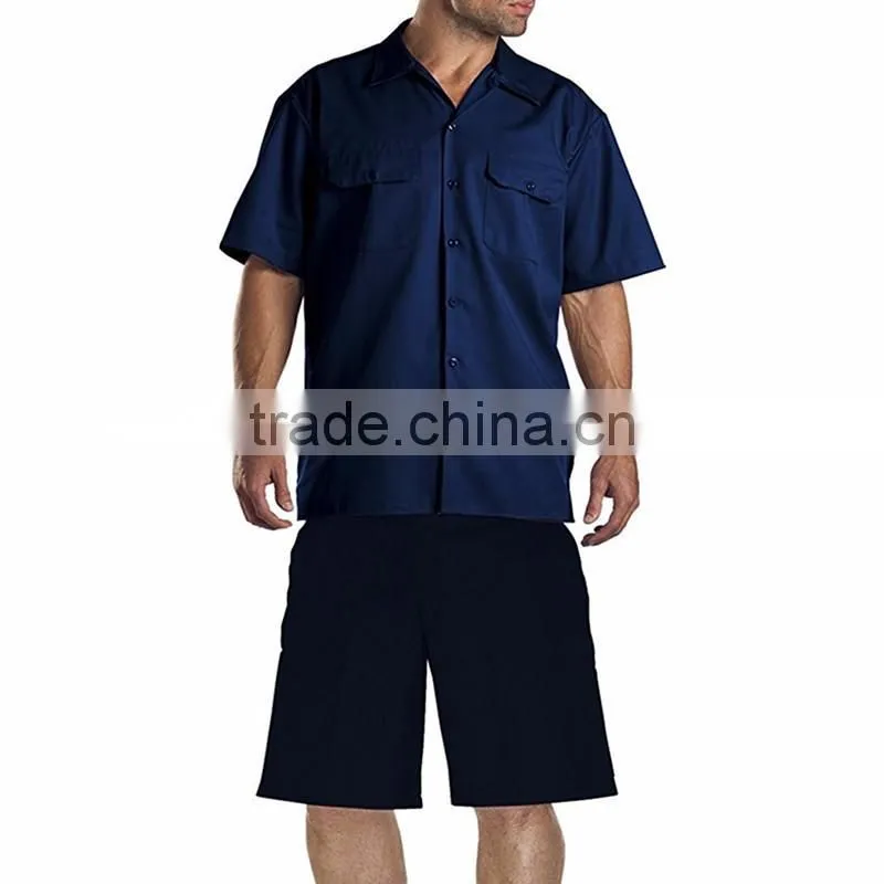 Wholesale Cheapest Summer Work Uniforms Short Sleeve Shirts and Short Pants Workwear