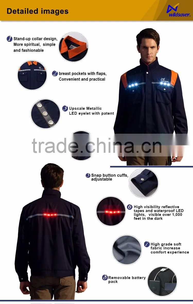 LED flashing safety build coal mine oil field navy blue work wear