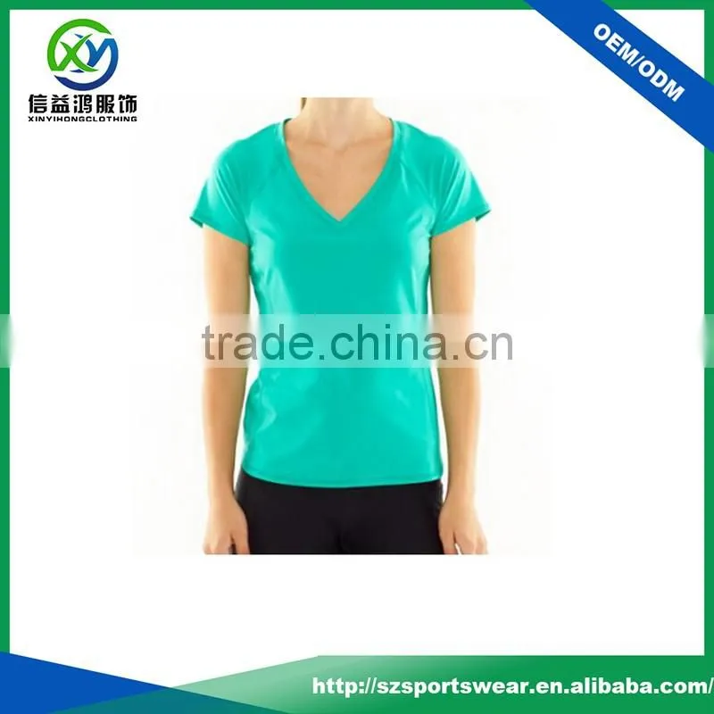 Custom made high quality bamboo spandex mix material V neck t shirts