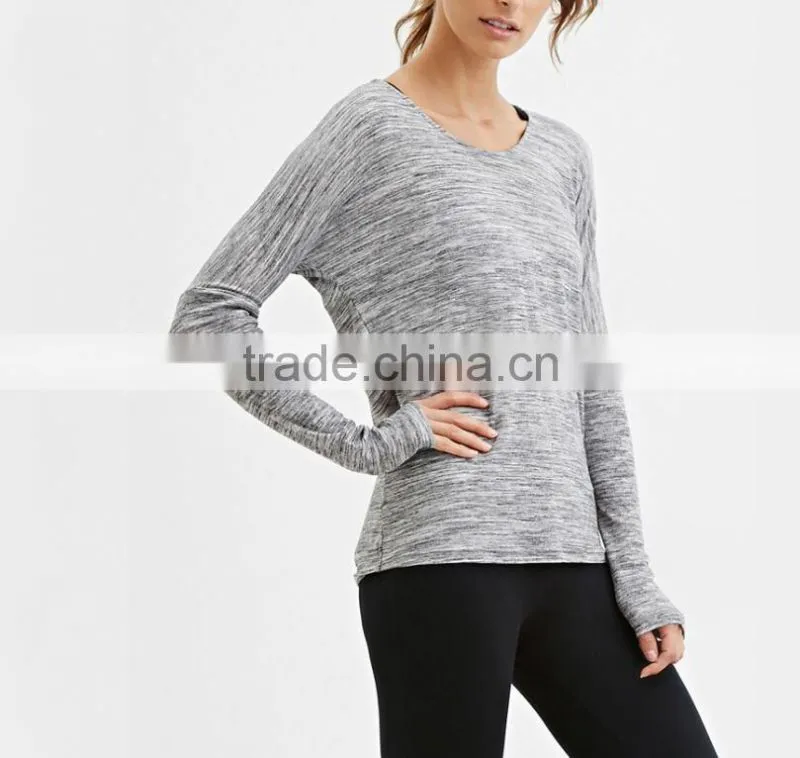 2017 Latest deisgn custom yoga fitness sports wear for women longsleeve shirts