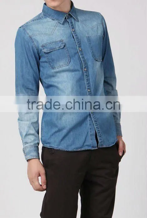 latest cotton cowboy/jeanet long sleeve casual shirts for men