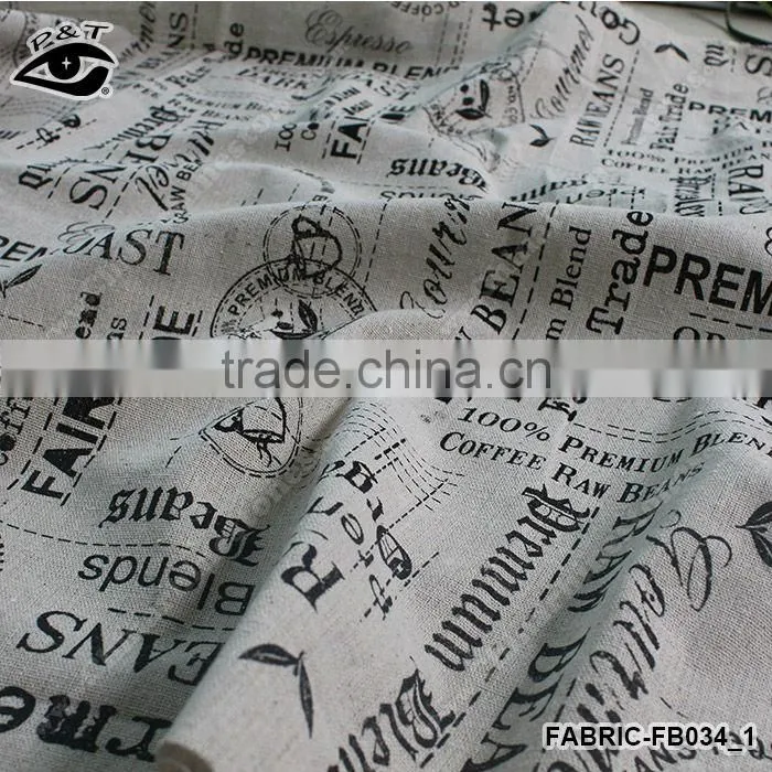 1.50m Letter Postmark Pattern Linen/Cotton Canvas Fabric Zakka Patchwork Fabric