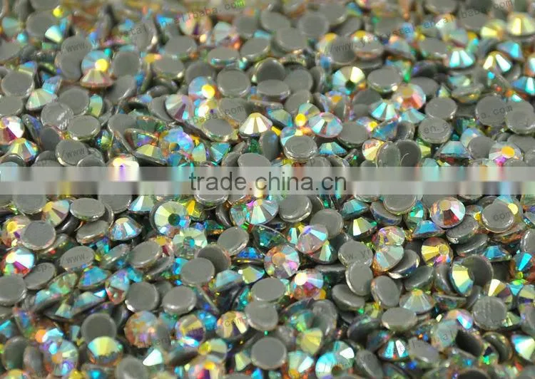 Round shape AB color with silver foiling flat back rhinestone hotfix