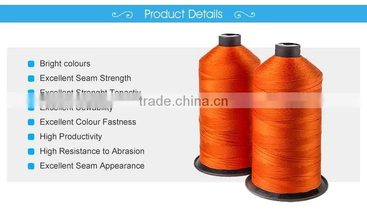 1000D/3 350tex 9tickets Flying wheel light weight filament bonded bag sewing thread