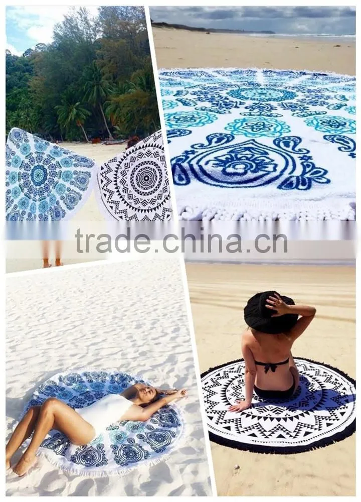Custom Reactive photo Printed Circle Microfiber Beach Towel Custom Round Towel Donut Beach Towel