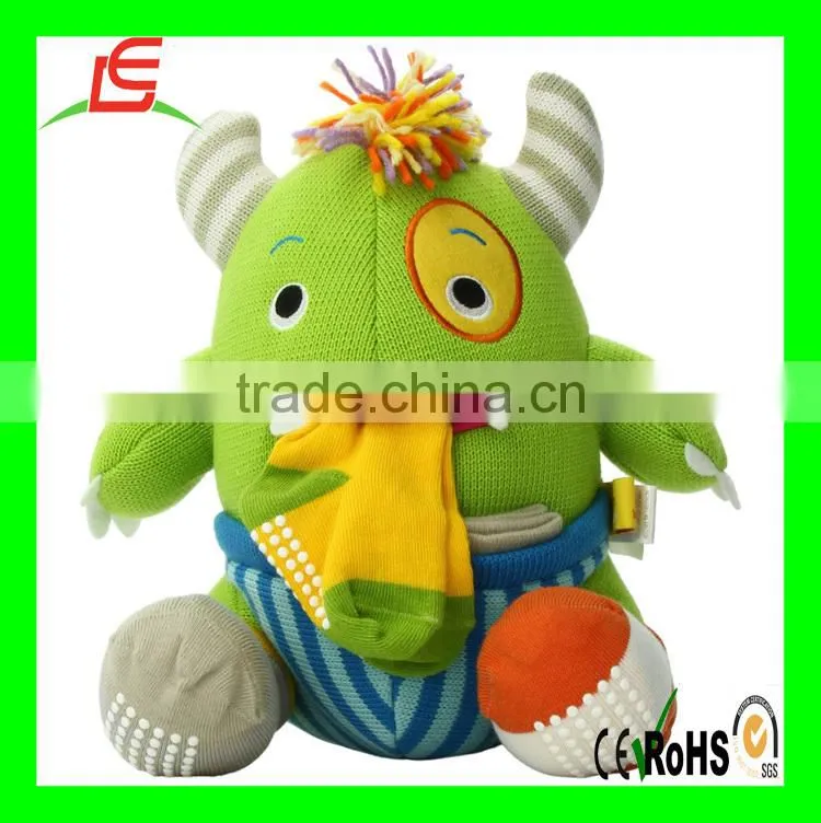 LE A0090 Calvin the Closet Monster Knit Baby Socks and Plush Monster Gift Set