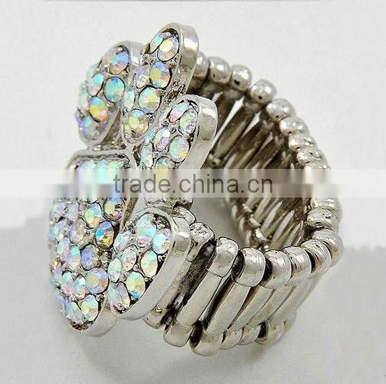 Western Popular Cheap Rhinestone Stretch Finger Ring Made In China