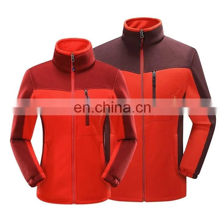 Non-hooded style winter polar fleece jackets for outdoor sporting