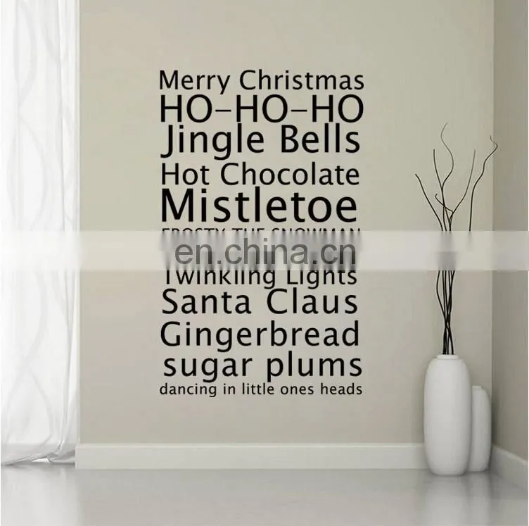 Merry Christmas English Blessing Wall Glass Decor Stickers