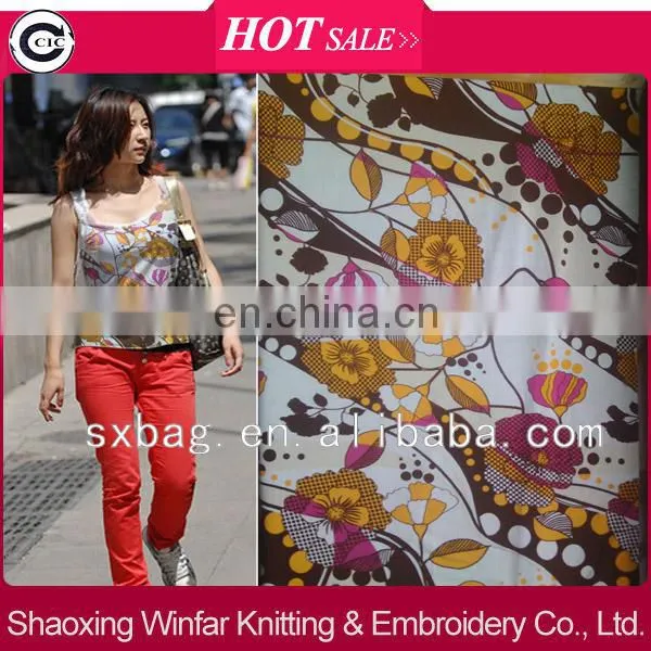 shaoxing winfar spandex knitting printed 100 viscose rayon fabric for garment