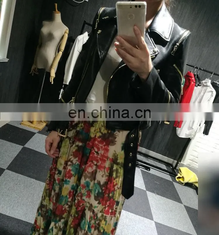 High Fashion Real Leather Jacket Woman Cheap Short Leather Spring Jackets Women