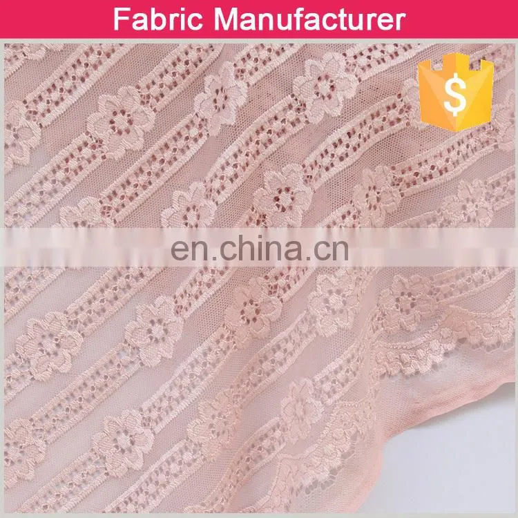 2015 High Quality Newest design custom lace fabric, 35/65 Nylon/Rayon custom lace fabric, Ladies' Garment custom lace fabric