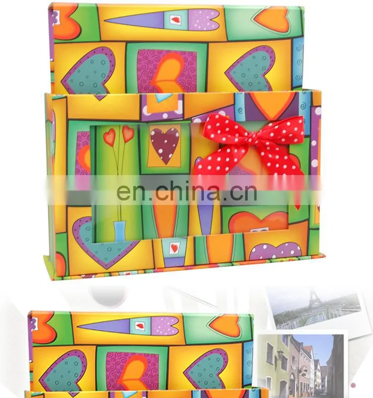 Fancy colorful wholesale family photo album,wedding photo album with photo frame box