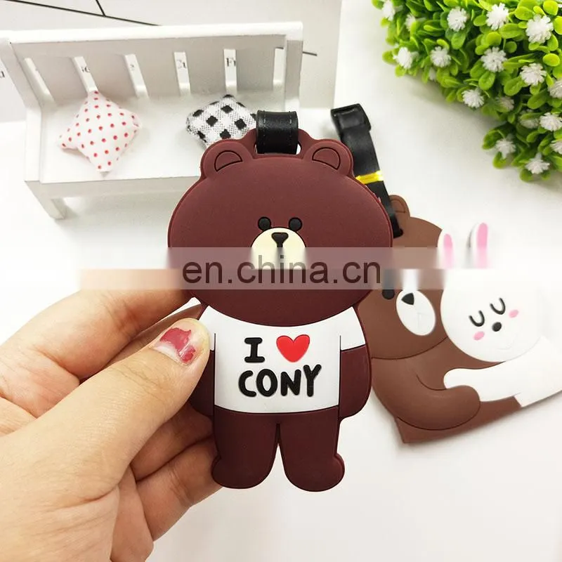 2017 new design customized bear shape soft rubber pvc luggage tag