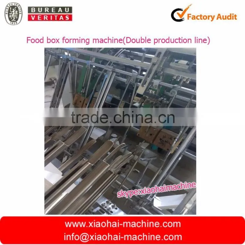 HAS VIDEO Double Heads Disposable Paper Food Container FormingMachine/Burger Boxes Making Machine/Food Tray making machine