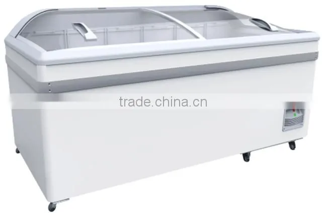supermarket 600L glass door chest freezer with lock