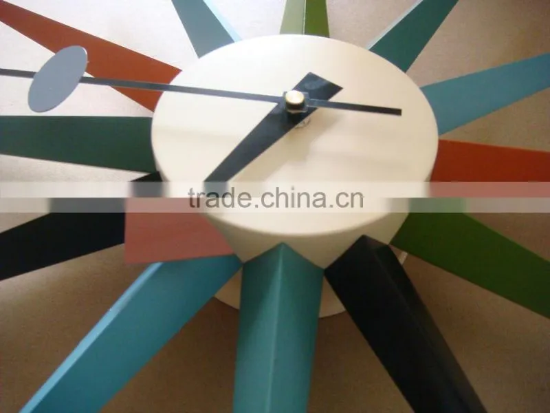 solid wood wall clock Multi Coloured Sunburst Clock wall mounted clock