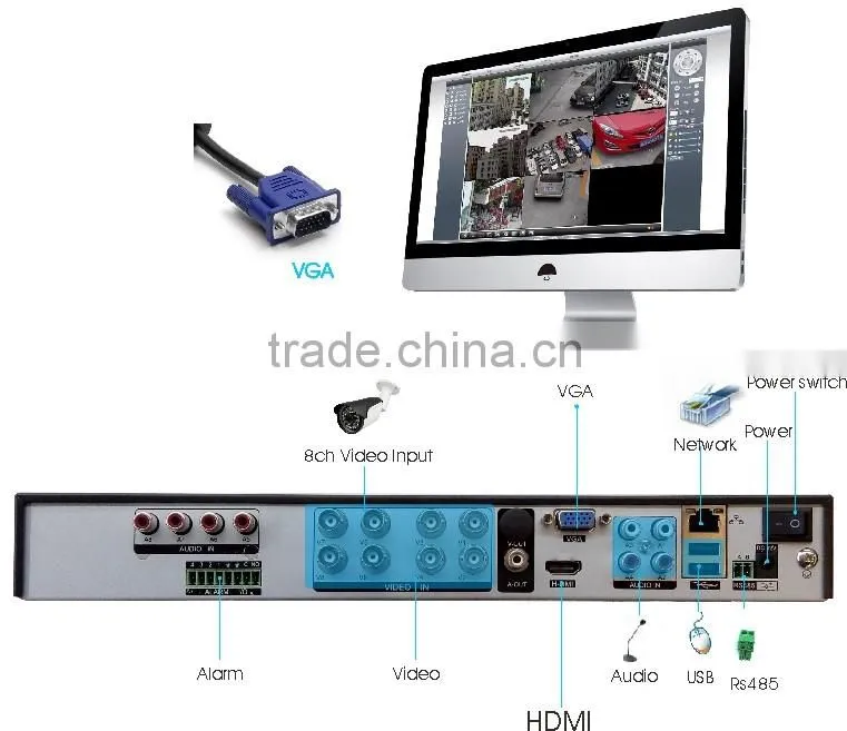 h 264 standalone dvr 8ch AHD DVR 1080P