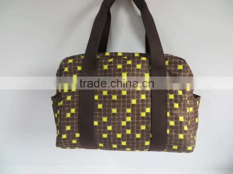 large size lattice fabric lady handbag bag