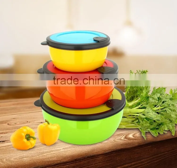 Color tableware mixing bowl tiffin box stainless steel keep food fresh Storage Boxes with plastic lid
