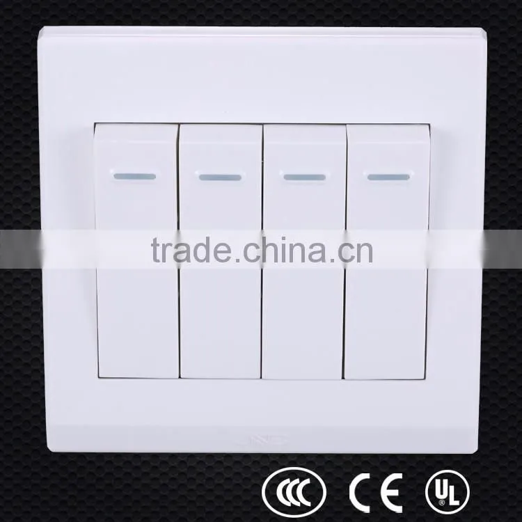PC material white 4 gang power outlet, level switch, 4-way toggle switch
