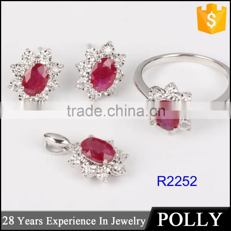 Wholesale latest18k gold engagement ring for girls design gemstone women jewelry set