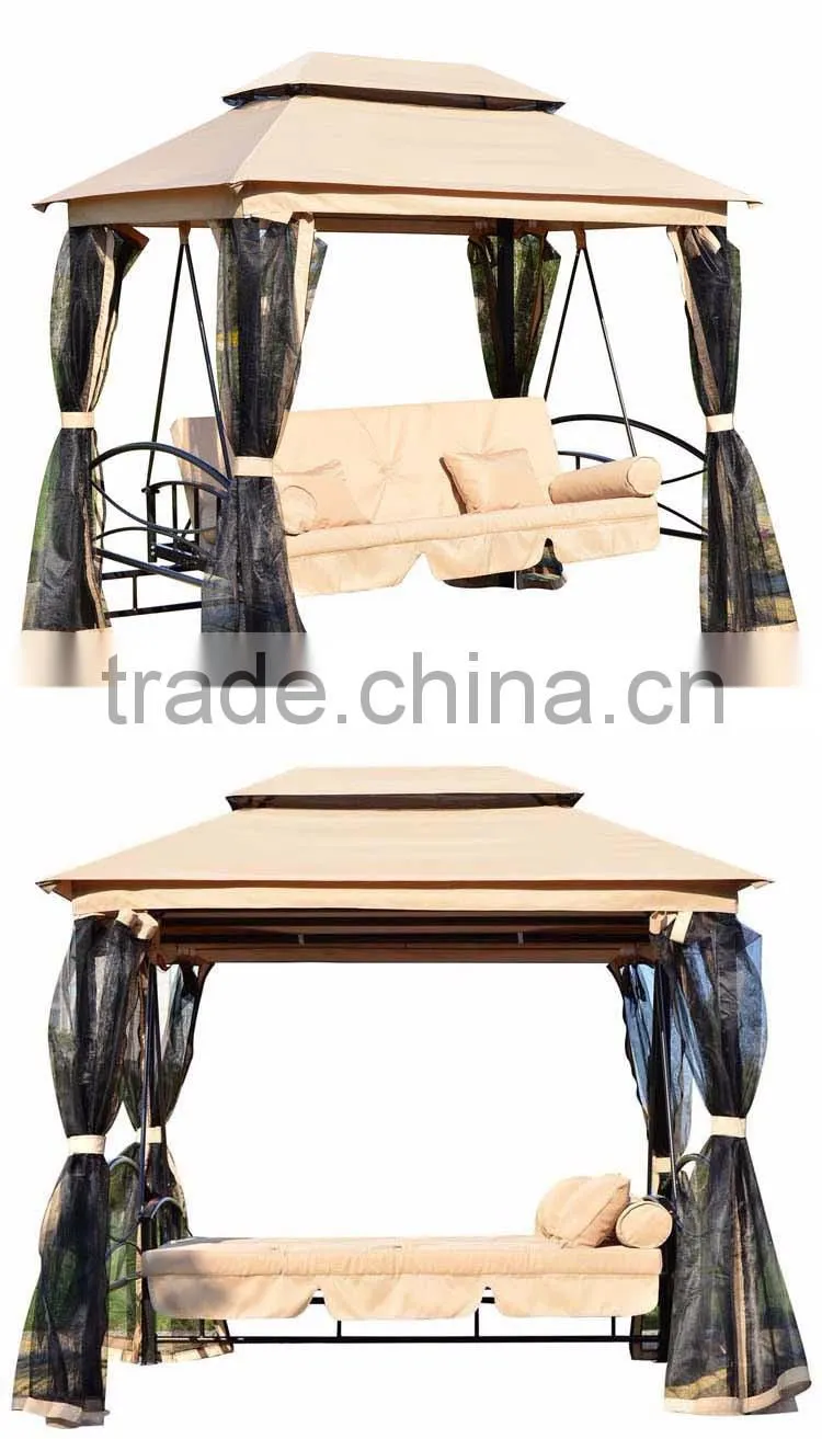 Outsunny Outdoor 3 Person Patio Gazebo Outdoor Canopy Garden Swing Bed
