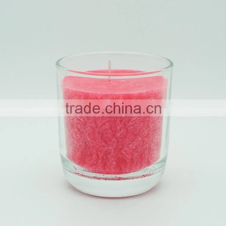 pink wax scented candle in glass jar,multi-colored and difference size are available