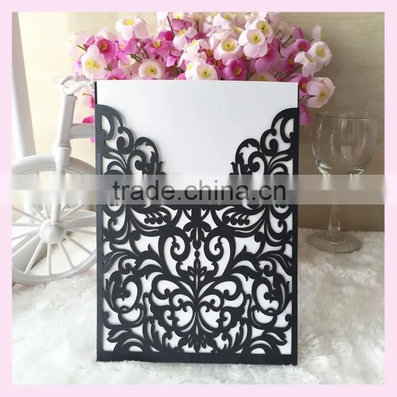 custom letterpress invitations cards paper craft laser cut pocket thank you /greeting cards tiffany blue wedding decorations