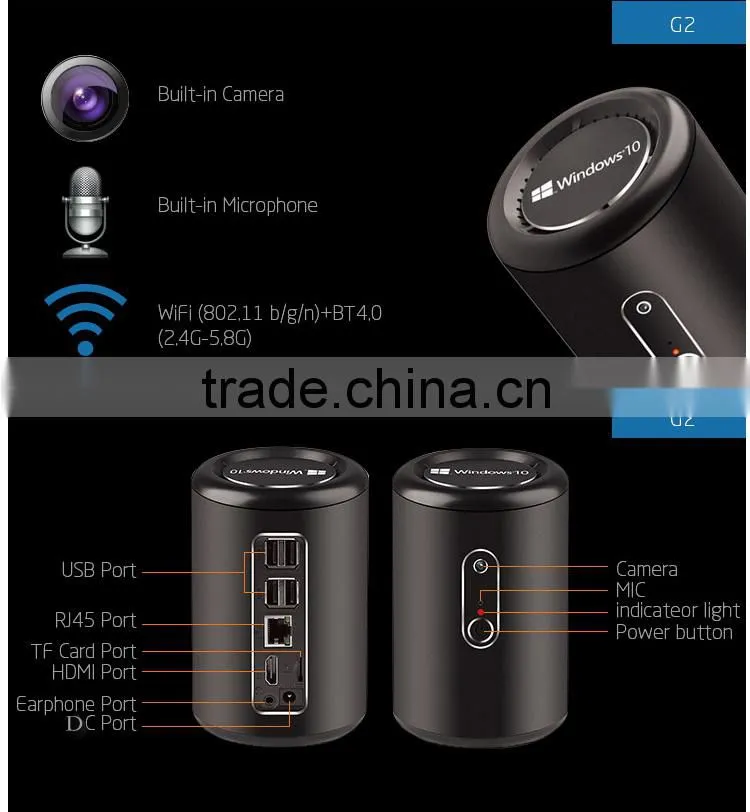 Windows 10 OS intel CPU dual wifi frequency bluetooth 4.0 mini computer