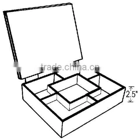 6 Compartments Sectional Square Acrylic Tray with Hinge Cover