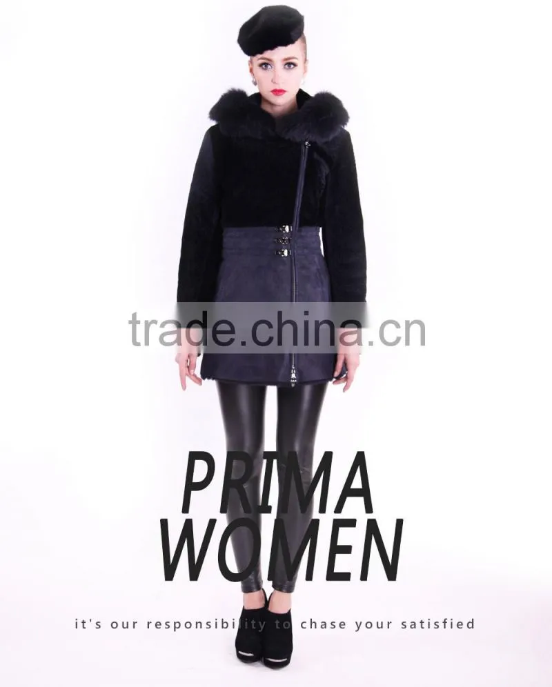 2016 New Design Medium Length Winter Women Slim Fit Woolen Coat with Belt