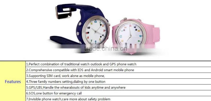 Kids Children Remote Monitor GPS Tracker Smart Wrist Watch with SIM GPS WIFI Positioning / SOS Surveillance / Children Safe Secu