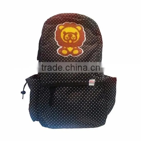 2016 New Arrival Products Bros Baby Lion White Dotted Black Nylon Waterproof School Backpack
