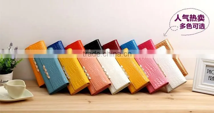 2016 New arrival women genuine leather wallet cowhide crocodile purse security ladies party clutches