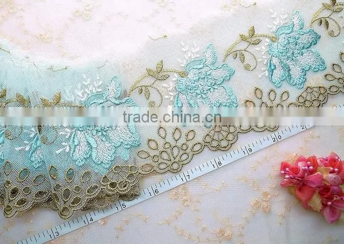 Hot sale embroidery tulle lace trim for lingerie