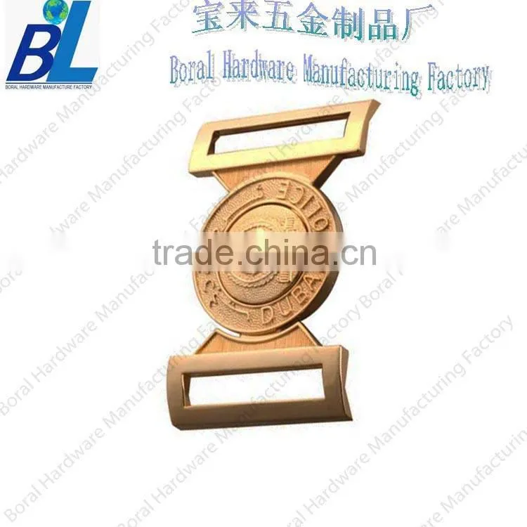 Polished belt buckle parts with gold plating