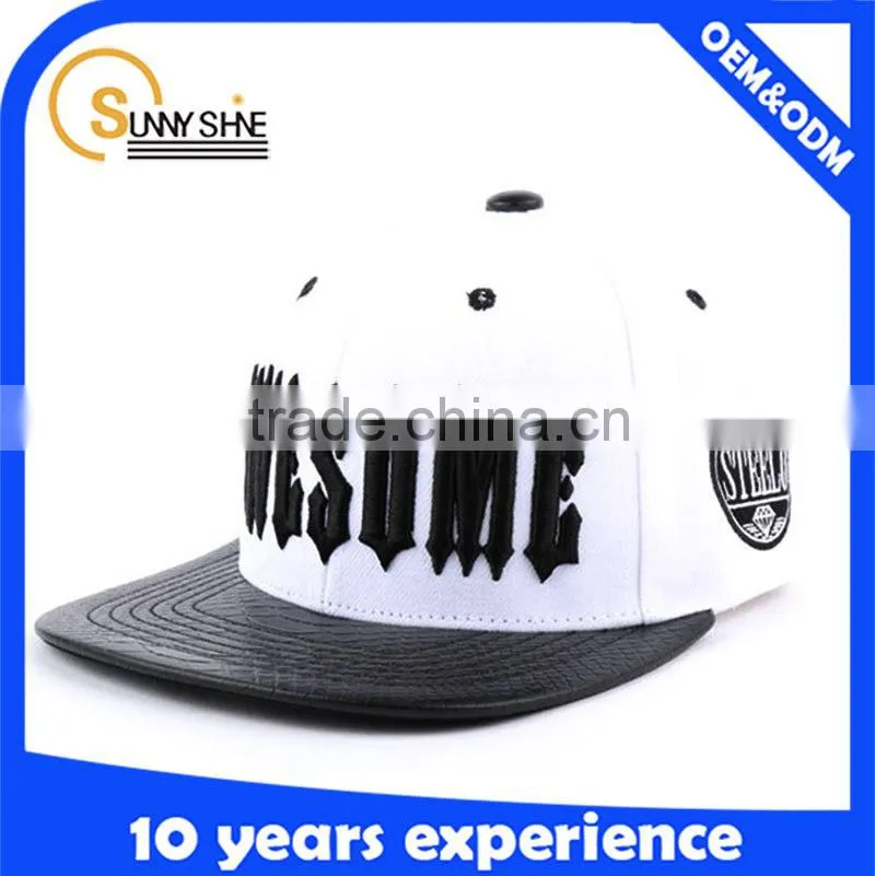 custom snapback wholesale 3d puff acrylic snapback hats leather brim hats hip hop