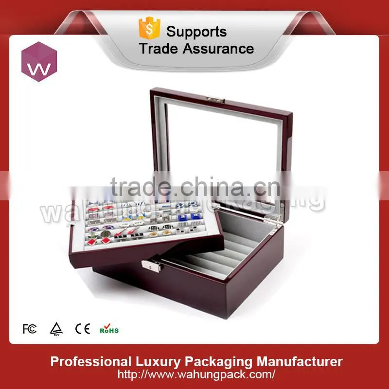 Wooden cufflink storage gift box suppliers(WH-0311)