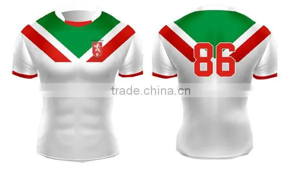 Quality cheap rugby jersey design red color and green