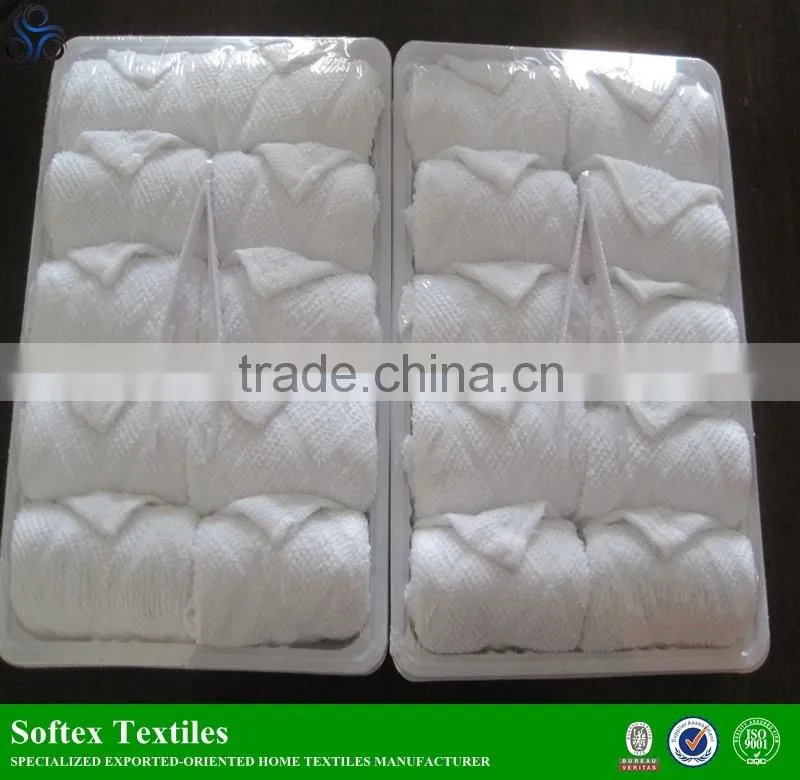 wholesale Custom 100% cotton white disposable hot airplane towel