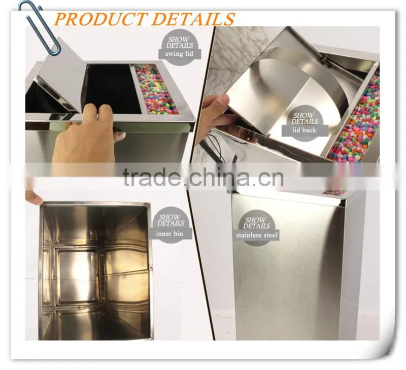 Hospital elevator corridor cleaning tools swing cover dustbin with ashtray