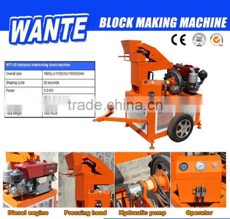 WT1-20 solid block making machine for south africa