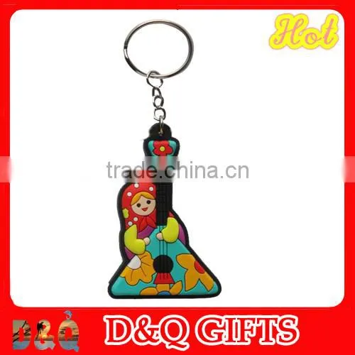 Promotion 3D rubber custom guitar keychain with russia