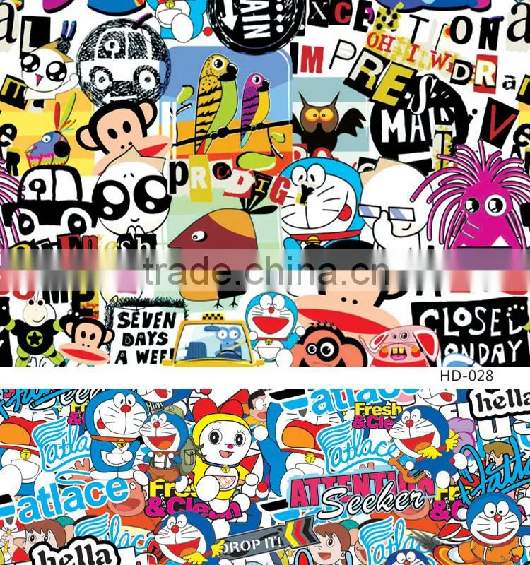 HD-033 CARLIKE Air Free Fashionable Car Wrapping Snoopy Printing Bomb Sticker Film