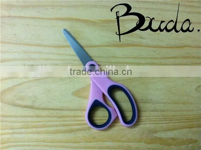 5" Good quality colourful soft handle student scissors BD-S1643