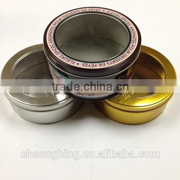 Wholesale round tin can with clear window